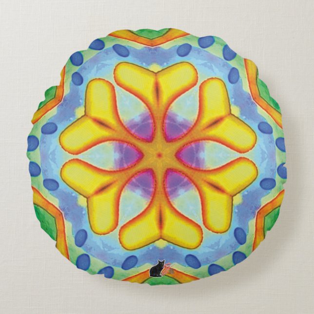Helios Kaleidoscope Rond Kussen (Voorkant)