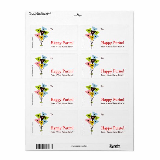 "Helium Hamantaschen" Mishloach Manot Labels (Full Sheet)