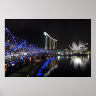 Helix Bridge Singapore, Poster bij nacht
