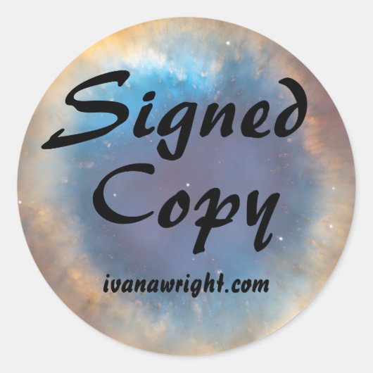 Helix Nebula Foto Sci Fi Ondertekend Exemplaar met Ronde Sticker (Voorkant)