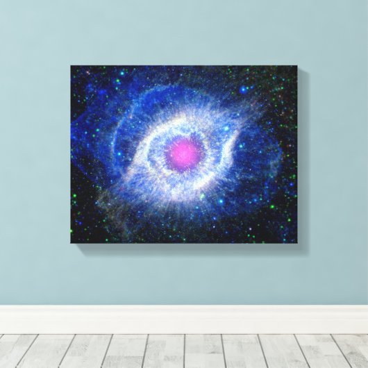 Helix Nebula Ultraviolet Oogoog van God Ruimtefoto Canvas Afdruk (Insitu (Houten vloer))