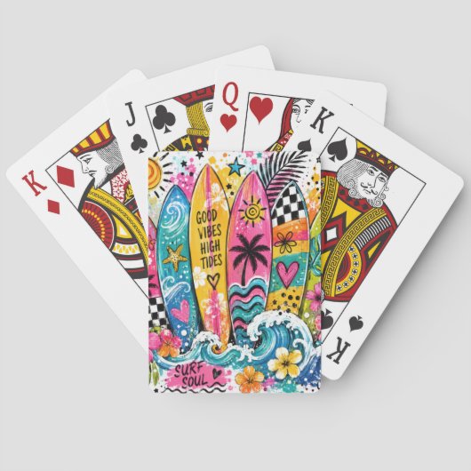 HELKLEURIGE ZOMER SURFBOARDS POKERKAARTEN (Achterkant)