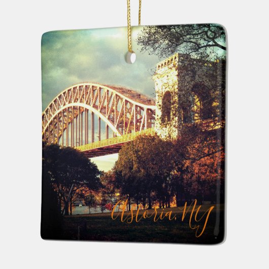 Hell Gate Bridge in het najaar van kerstornament Keramisch Ornament (Links)