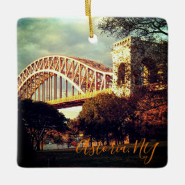 Hell Gate Bridge in het najaar van kerstornament Keramisch Ornament
