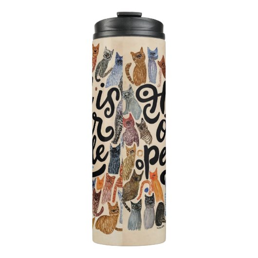 Hell is Andere Mensen Kat Tumbler voor Introverten Thermosbeker (Voorkant)