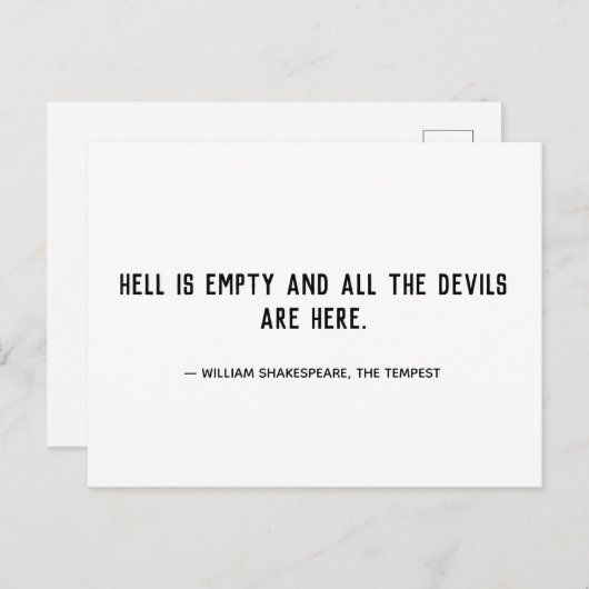 Hell is Empty Quote Briefkaart (Voorkant / Achterkant)