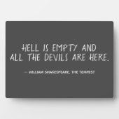 Hell is Empty Shakespeare Quote Fotoplaat (voorkant)