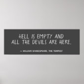 Hell is Empty Shakespeare Quote Poster (Voorkant)