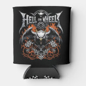 Hell on Wheels Racing Motorsport geruite vlag Blikjeskoeler (Voorkant)