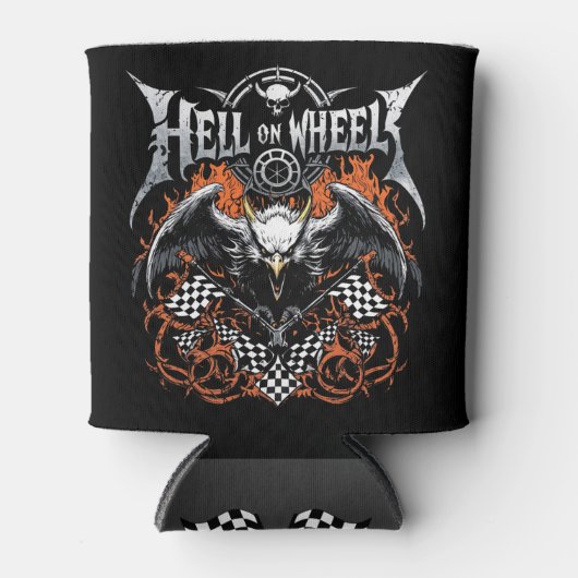 Hell on Wheels Racing Motorsport geruite vlag Blikjeskoeler (Voorkant)