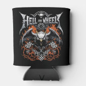 Hell on Wheels Racing Motorsport geruite vlag Blikjeskoeler (Achterkant)