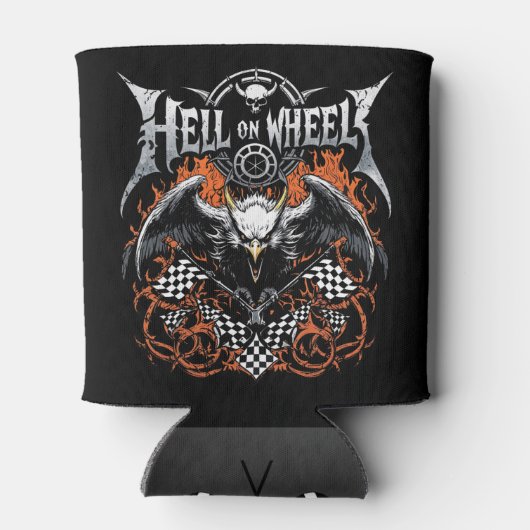 Hell on Wheels Racing Motorsport geruite vlag Blikjeskoeler (Achterkant)