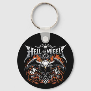 Hell on Wheels Racing Motorsport geruite vlag Sleutelhanger