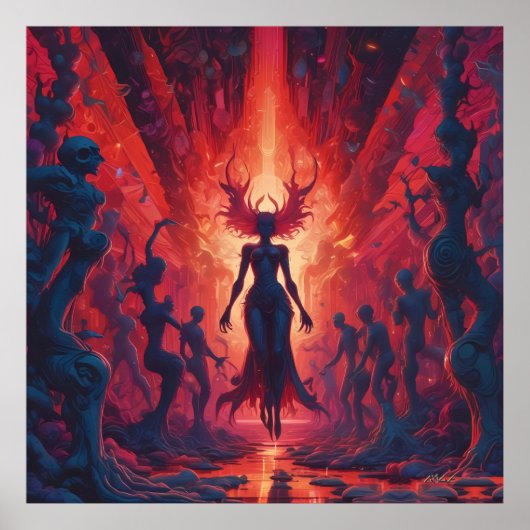 Hellacious Rave bij het meer van vuur - Ken Gage Poster (Voorkant)