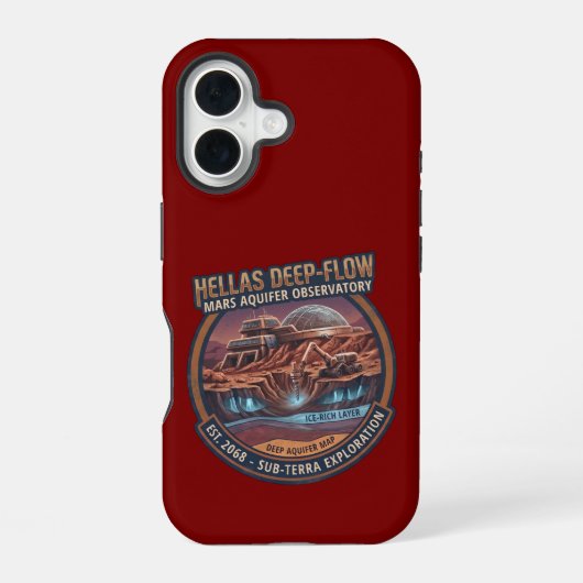 Hellas Deep-Flow Mars Aquifer Observatory iPhone 16 Hoesje (Achterkant)