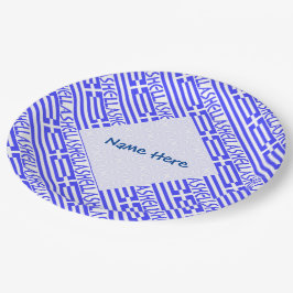 Hellas en Griekse vlag betegeld blauw Personalisat Papieren Bordje