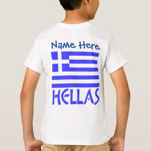 Hellas en Griekse Vlag Blauw Personalisatie Jongen T-shirt