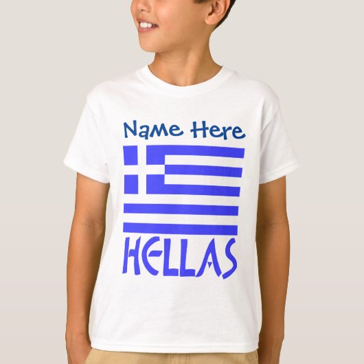 Hellas en Griekse vlag Blauwe Personalisatie Jonge T-shirt (Voorkant)
