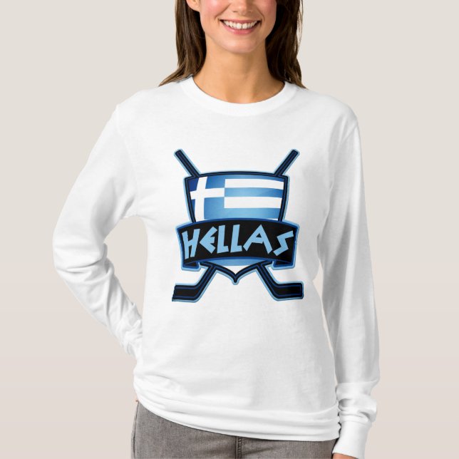 Hellas Griekenland IJshockey Vlag Vrouwen T-shirt (Voorkant)