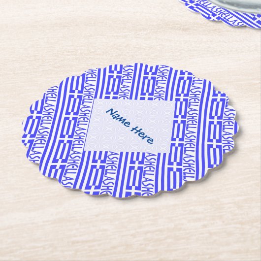 Hellas Griekse vlag betegeld blauw gepersonaliseer Kartonnen Onderzetters (Gekanteld)