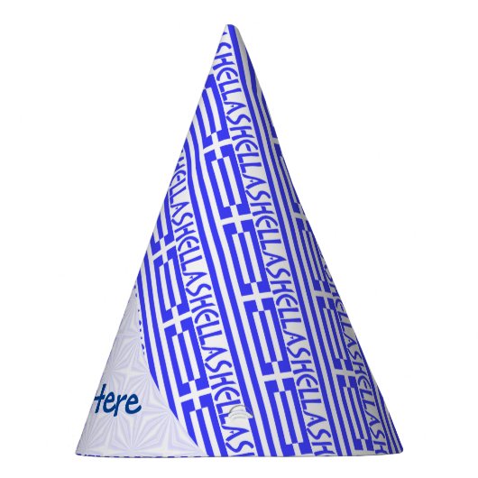 Hellas Griekse vlag betegelde blauwe personalisati Feesthoedjes (Rechts)