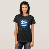 Hellas Vlag Van Griekenland Vrouwen Zwart T-shirt (Voorkant volledig)