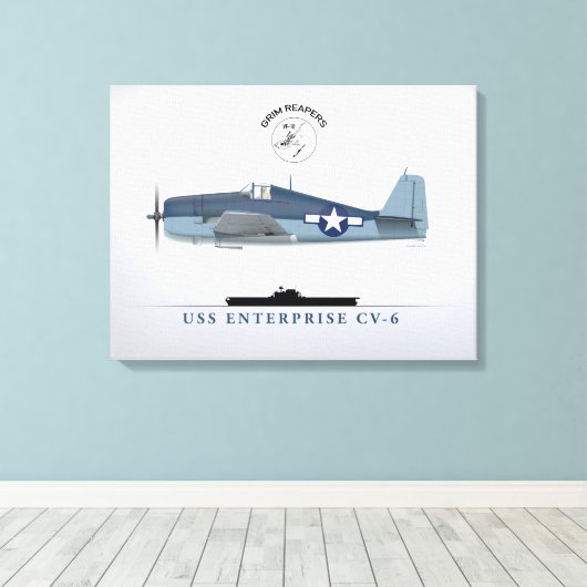 Hellcat VF-10 USS Enterprise Canvas Afdruk (Insitu (Houten vloer))