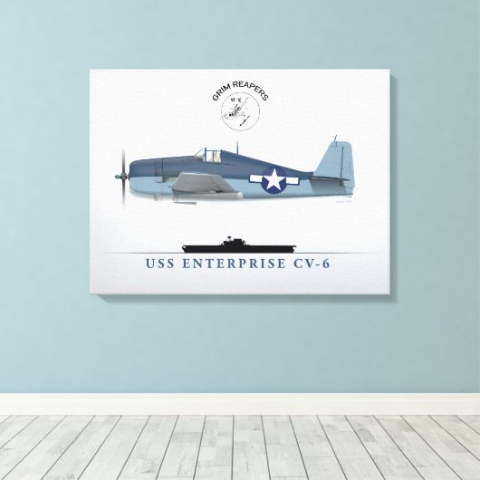 Hellcat VF-10 USS Enterprise Canvas Afdruk (Insitu (Houten vloer))