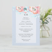 Hellebore Blue Dusty Roos Wedding Reception nodigt Kaart (Staand voorkant)