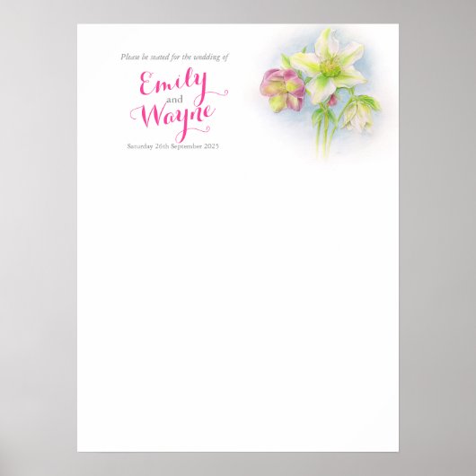 Hellebore kunst Trouw zitplaats tafelplanner blanc Poster (Voorkant)