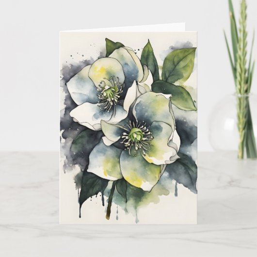 Hellebore - Watercolor bloemen Kaart (Voorkant)