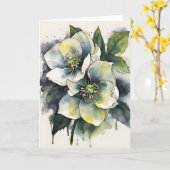 Hellebore - Watercolor bloemen Kaart (Gele Bloem)