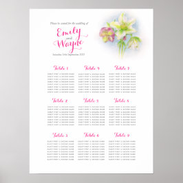 Hellebore-waterverf bruidstafel zitplaatsenkaart poster