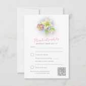 Hellebore waterverf kunst lente bruiloft QR code RSVP Kaartje (Voorkant)