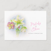 Hellebore waterverf lente bruiloft details informatiekaartje (Achterkant)