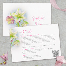 Hellebore waterverf lente bruiloft details informatiekaartje