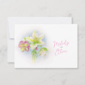 Hellebore waterverf lente bruiloft QR code maaltij RSVP Kaartje (Achterkant)