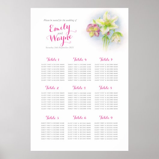 Hellebore waterverf Weddenschappen tabel Poster (Voorkant)