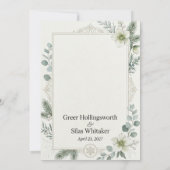 Hellebores, dennenboom, eucalyptus, bessen, sneeuw kaart (Achterkant)