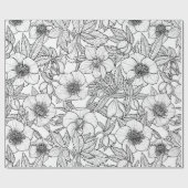 Hellebores in zwart-wit cadeaupapier (Vlak)