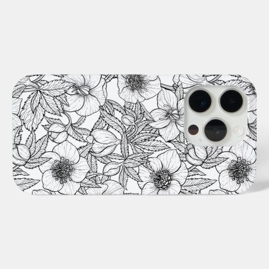 Hellebores in zwart-wit Case-Mate iPhone case (Achterkant (horizontaal))