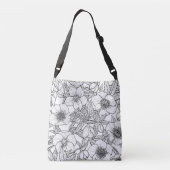 Hellebores in zwart-wit crossbody tas (Achterkant)