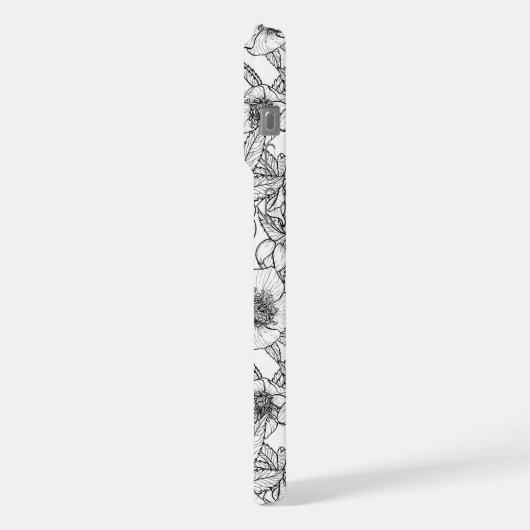 Hellebores in zwart-wit iPhone hoesje (Linkerkant)