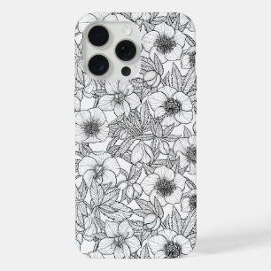 Hellebores in zwart-wit iPhone 15 pro max case