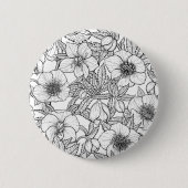Hellebores in zwart-wit ronde button 5,7 cm (Voorkant)