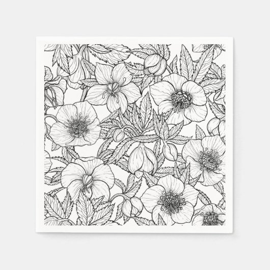 Hellebores in zwart-wit servet (Voorkant)