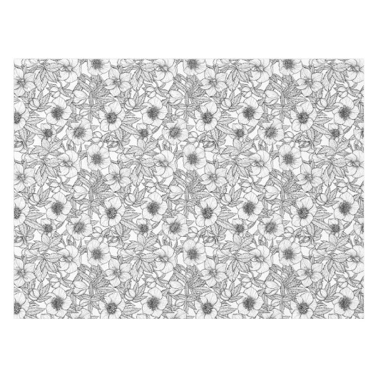 Hellebores in zwart-wit tafelkleed (Voorkant (Horizontaal))