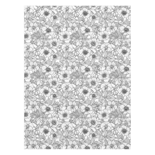 Hellebores in zwart-wit tafelkleed (Voorkant)