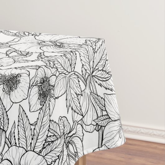 Hellebores in zwart-wit tafelkleed (Voorbeeld)