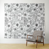 Hellebores in zwart-wit wandkleed (In Situ (horizontaal))